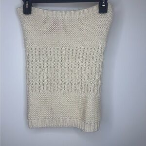 Betsey Johnson Cream Knit Pearl Infinity Scarf